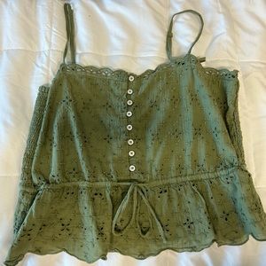 Small Green Aerie Pattern Cropped Tank Top